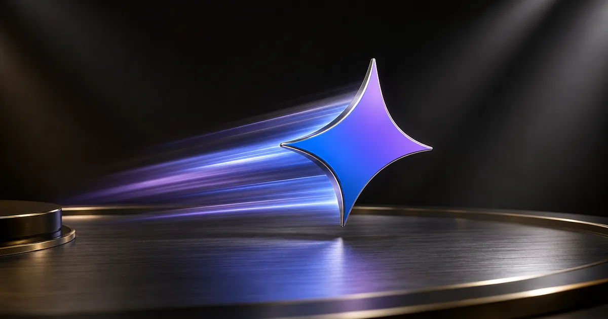Blauw-paarse ster met een lichtspoor: Gemini 3.7 Flash, de snelle codeer-AI van Google