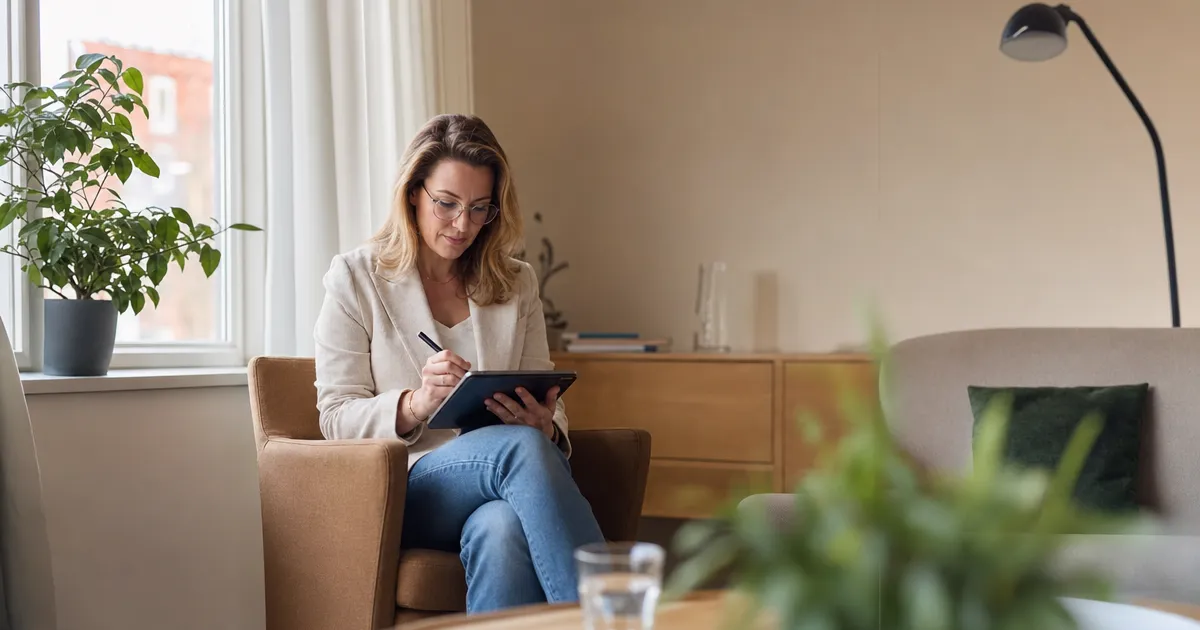 Ggz-behandelaar maakt aantekeningen na een gesprek: drie praktische AI-toepassingen tegen de rapportagedruk in de ggz
