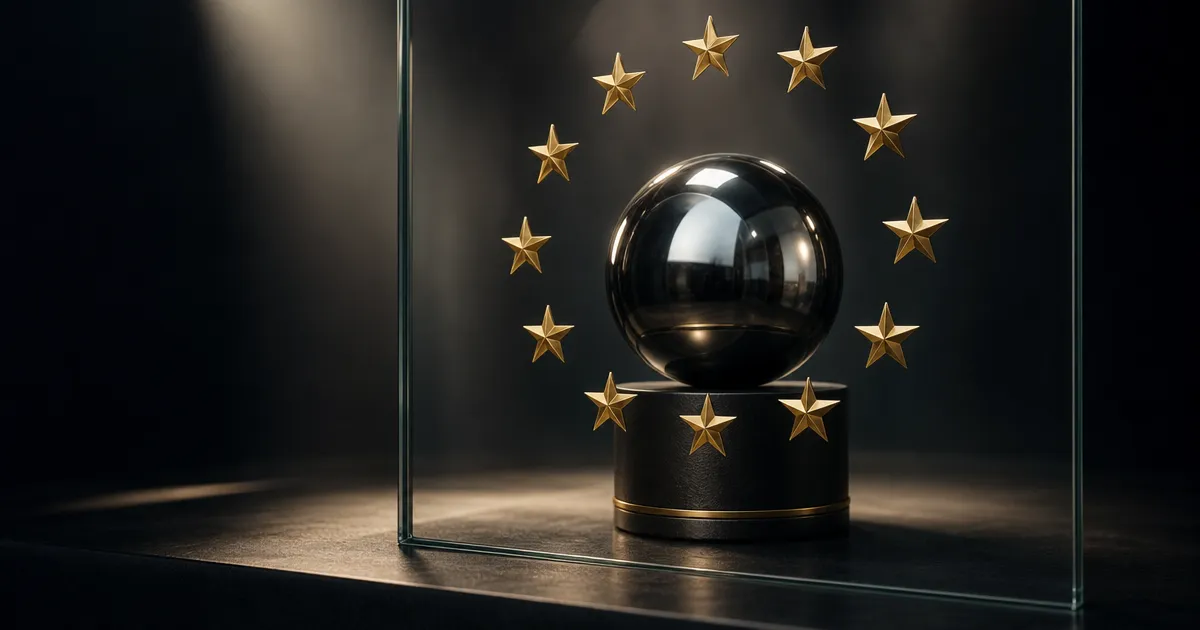 Chromen bol achter een glazen wand met gouden sterren ervoor: Grok 4.5 nog niet beschikbaar in Nederland