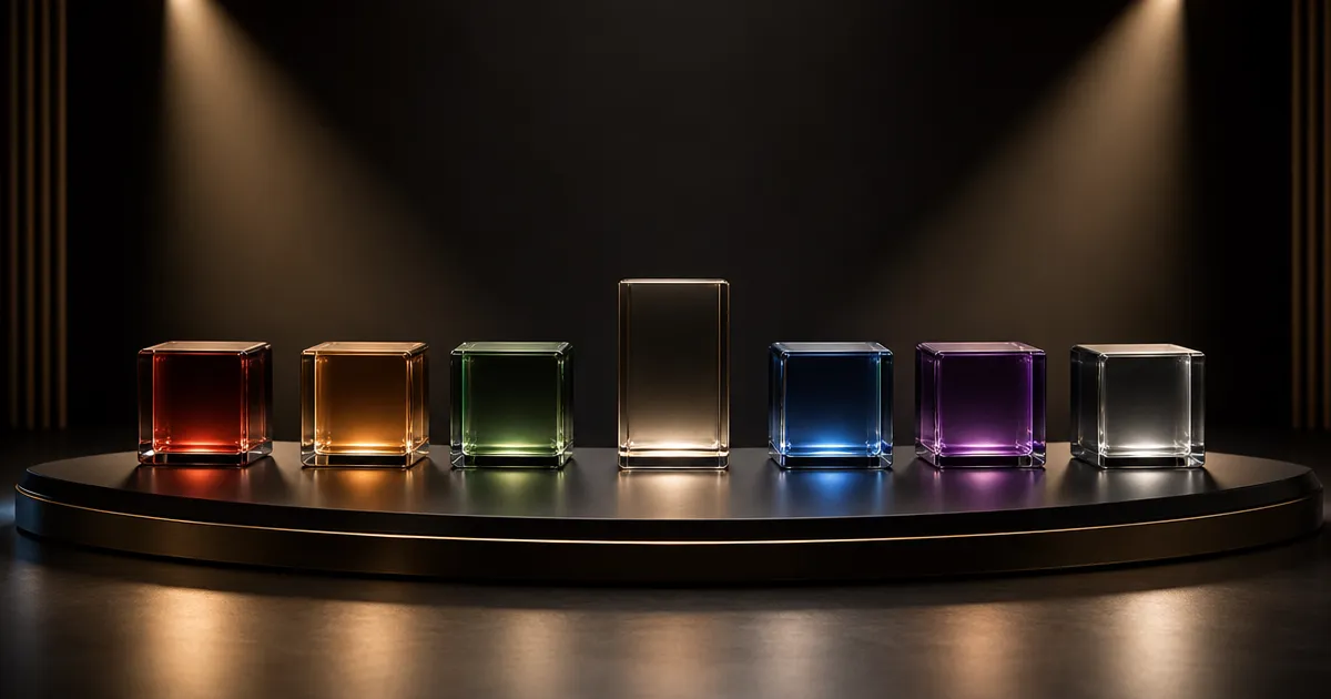 Zeven glazen kubussen in een boog, elk met een eigen kleur: de zeven MAI-modellen van Microsoft