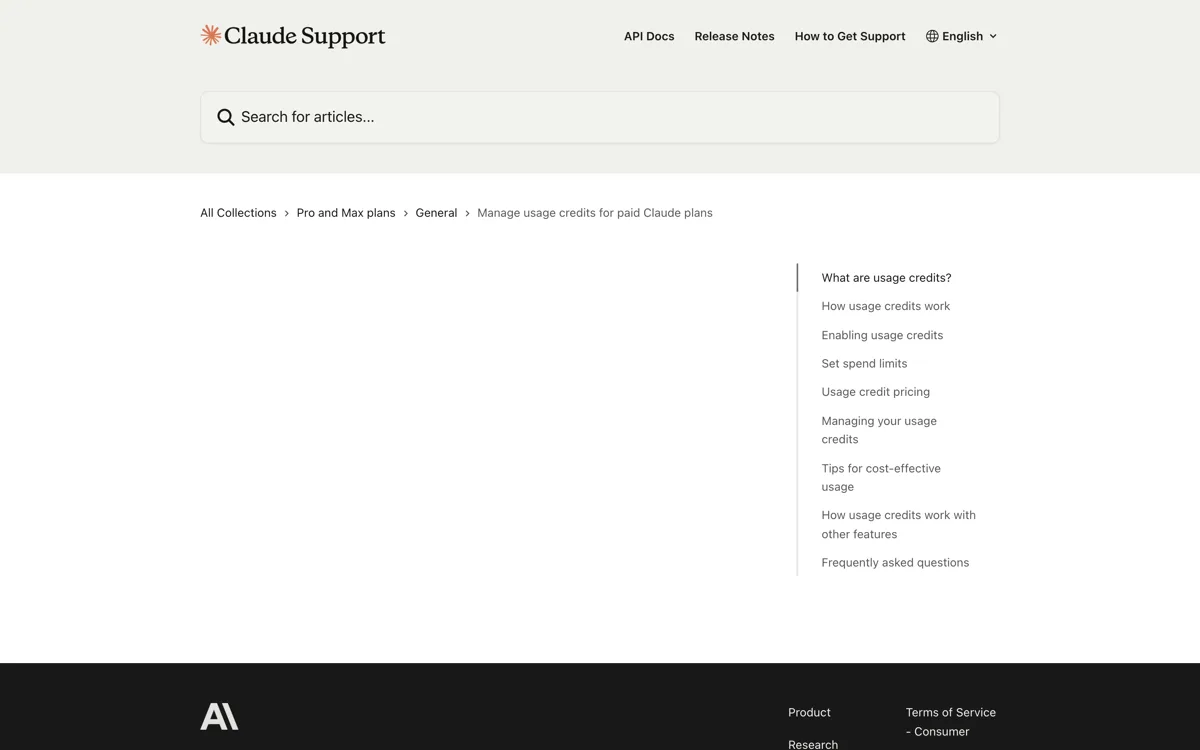 Het officiele supportartikel over usage credits voor betaalde Claude-abonnementen met de maandelijkse uitgavenlimiet en de instelling voor automatisch bijvullen.